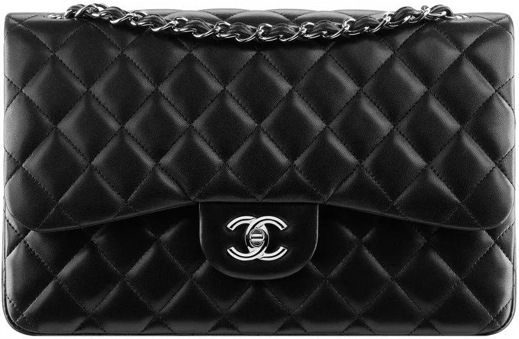 Chanel Classic Jumbo Double Flap Bag Black Silver Hardware