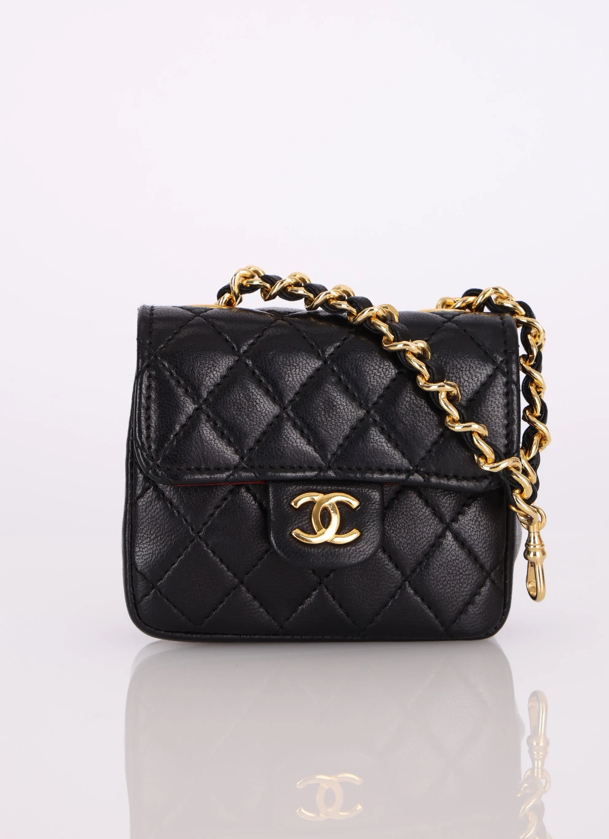 Chanel Lambskin Micro Flap w Chain