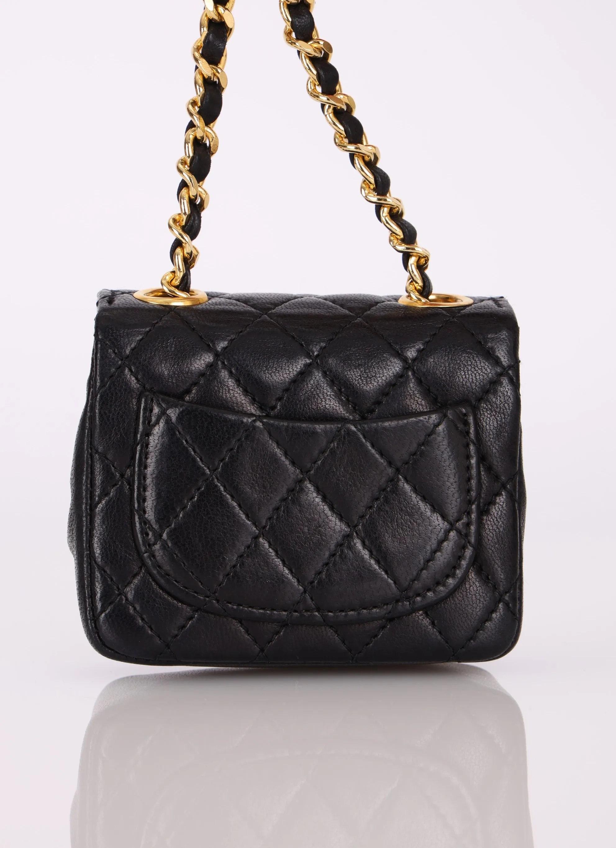 Chanel Lambskin Micro Flap w Chain