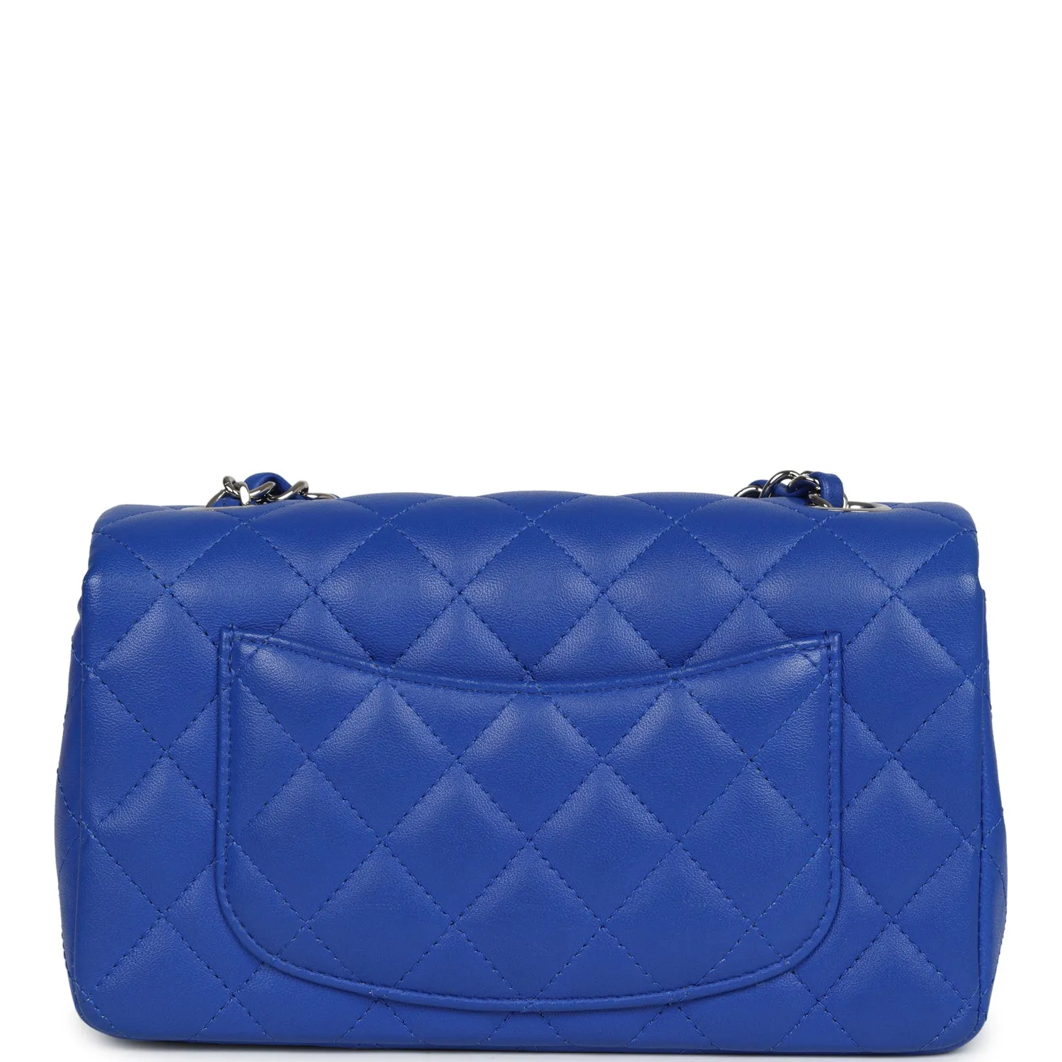 Chanel Mini Rectangular Flap Bag Blue Lambskin Silver Hardware