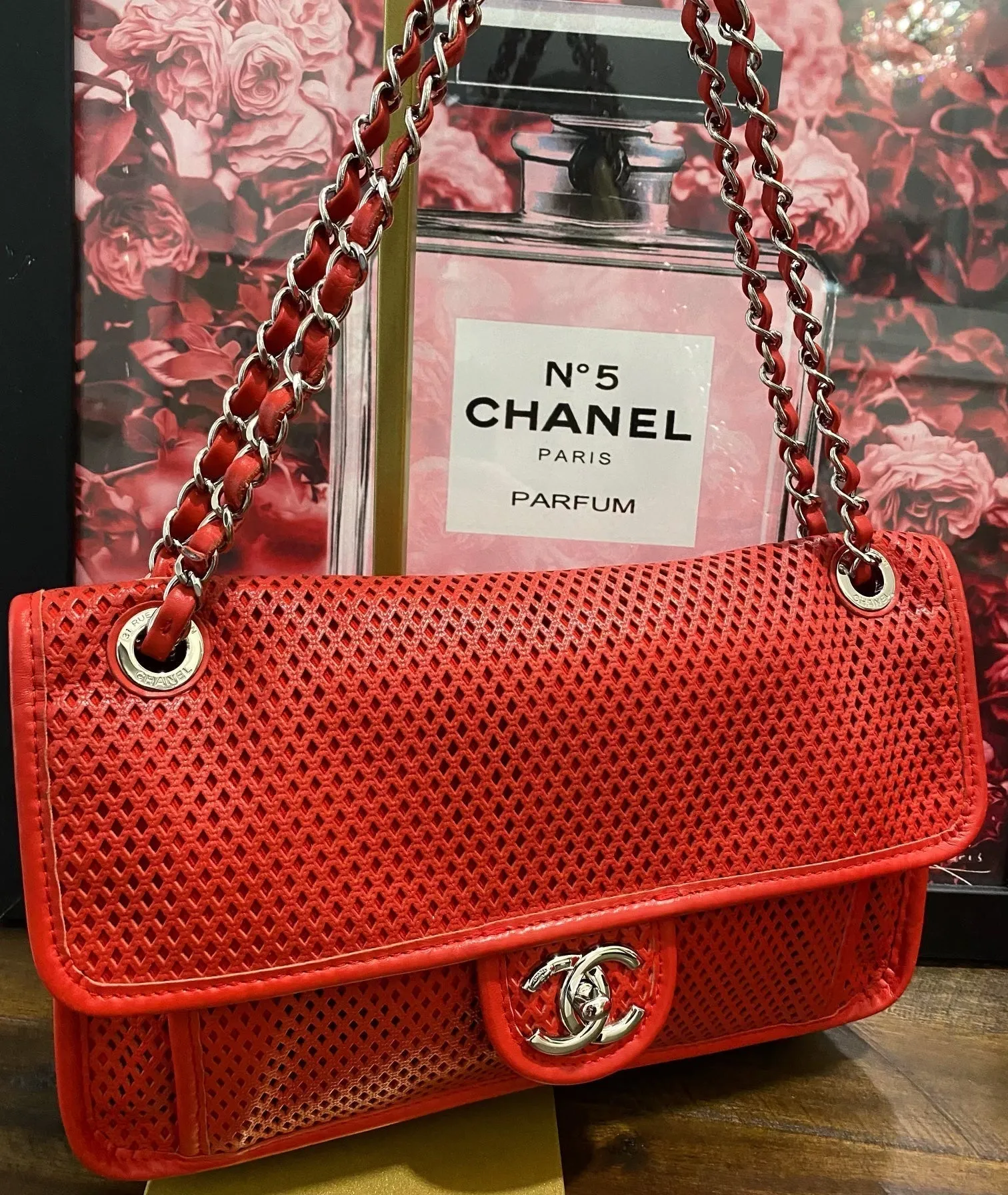 CHANEL PERFORATED LAMBSKIN UP IN THE AIR FLAP BAG