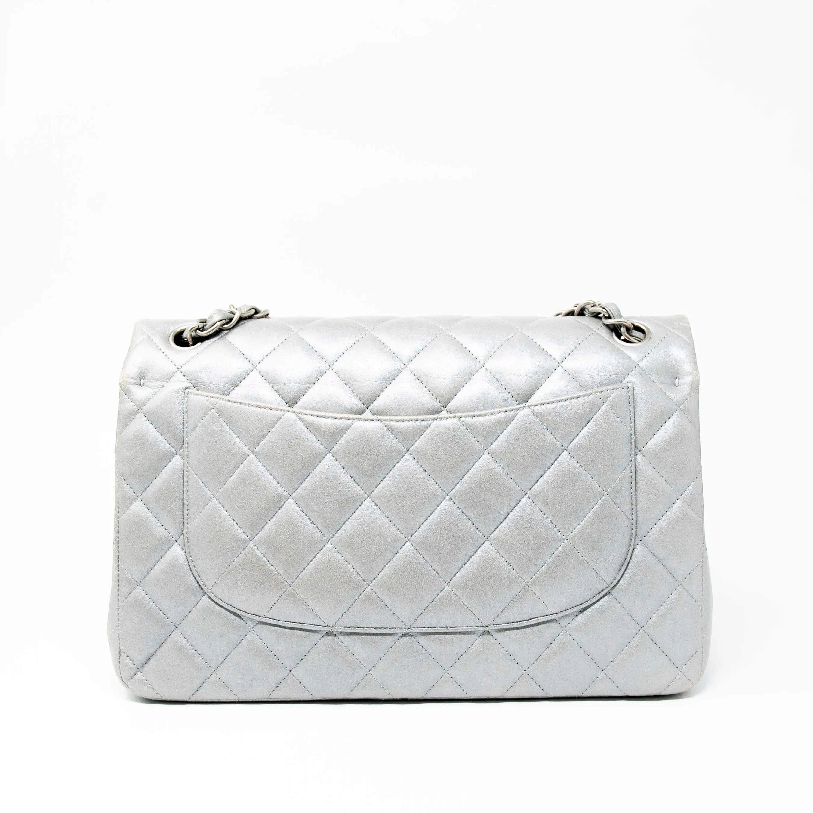 Chanel Silver Jumbo Classic Flap