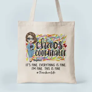 Chaos Coordinator - Personalized Tote Bag - Birthday, Funny Gift For Teachers, Friends, Coworker, Educators