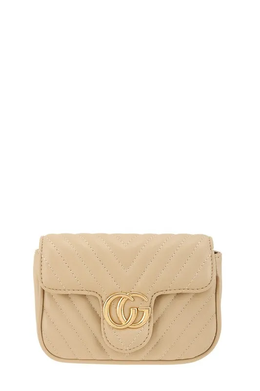 Chevron Quilted CG Buckle Crossbody Bag