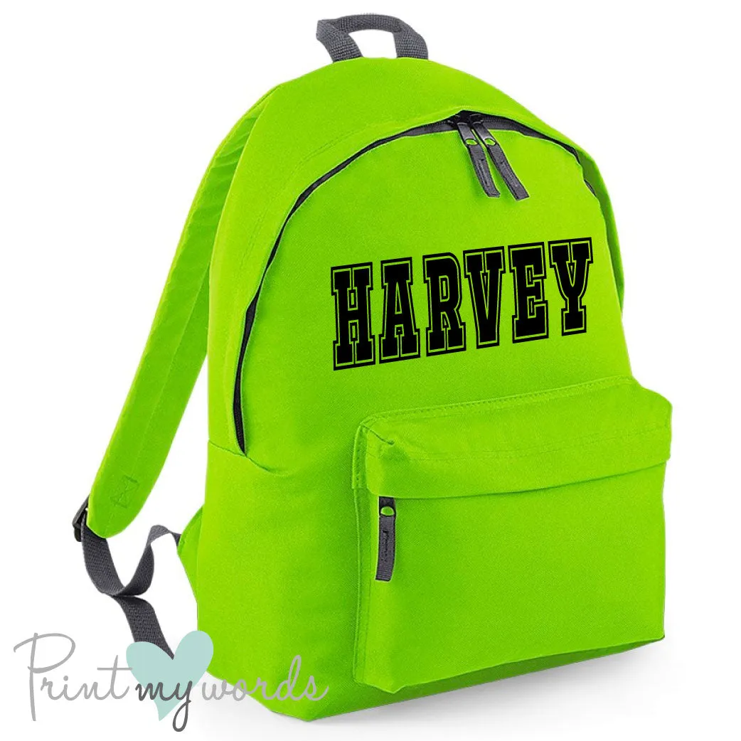 Children's Personalised Name School Rucksack Backpack