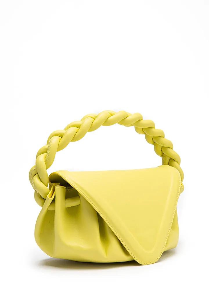 Choice Flap Top Ruched Handbag Lime