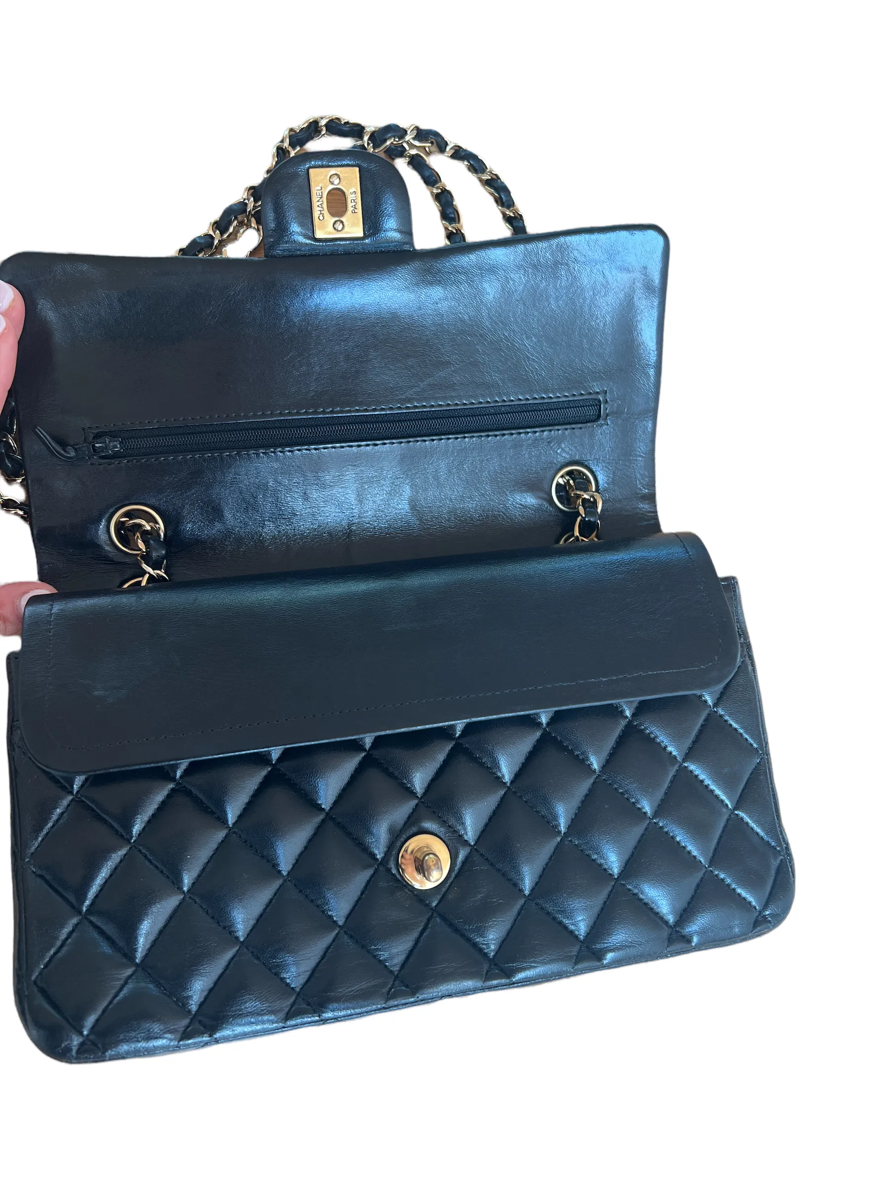 Classic Black Double Flap Bag - M