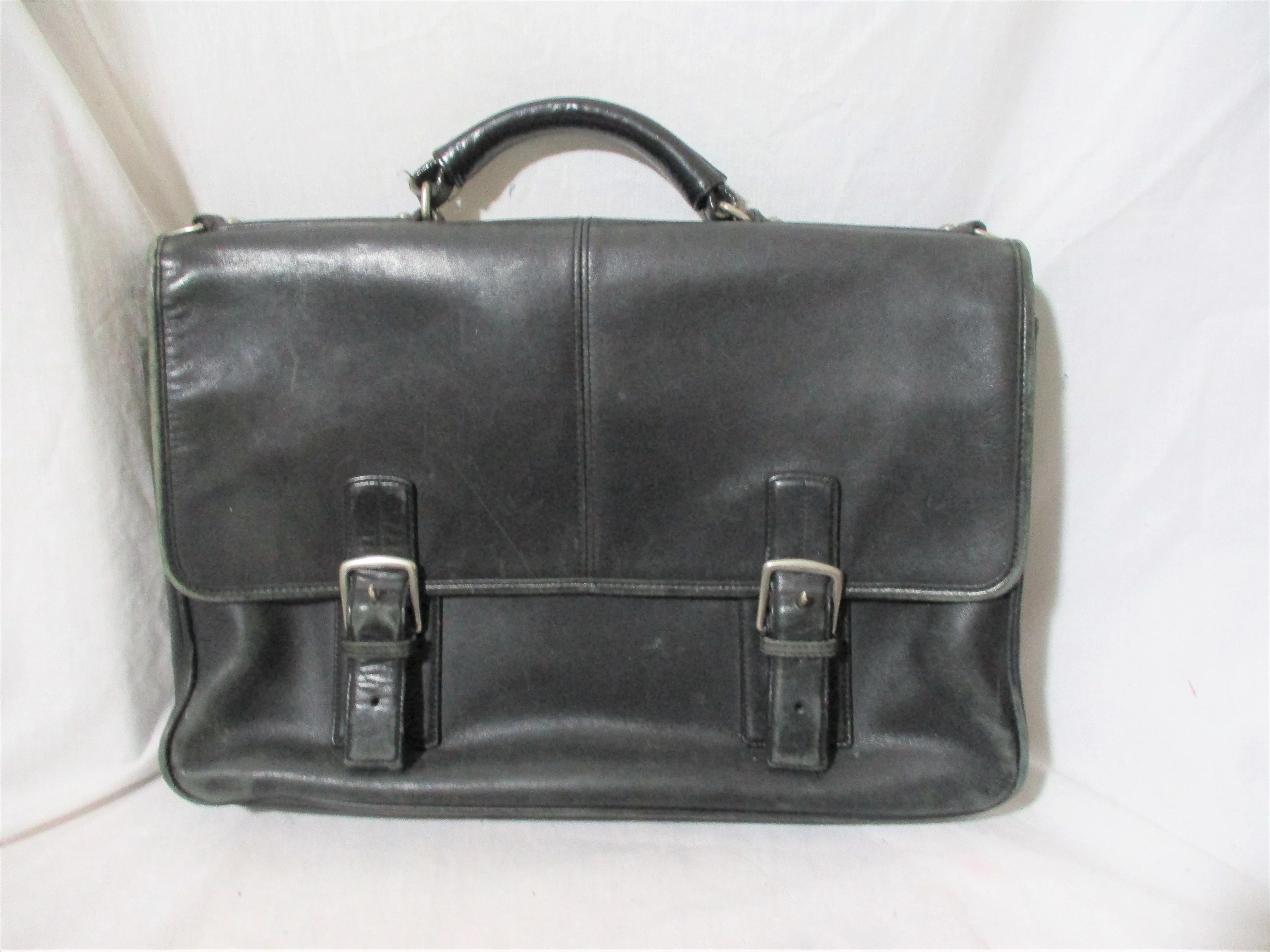 COACH 6455 Leather THOMPSON LAPTOP Shoulder Bag Briefcase Attache BLACK