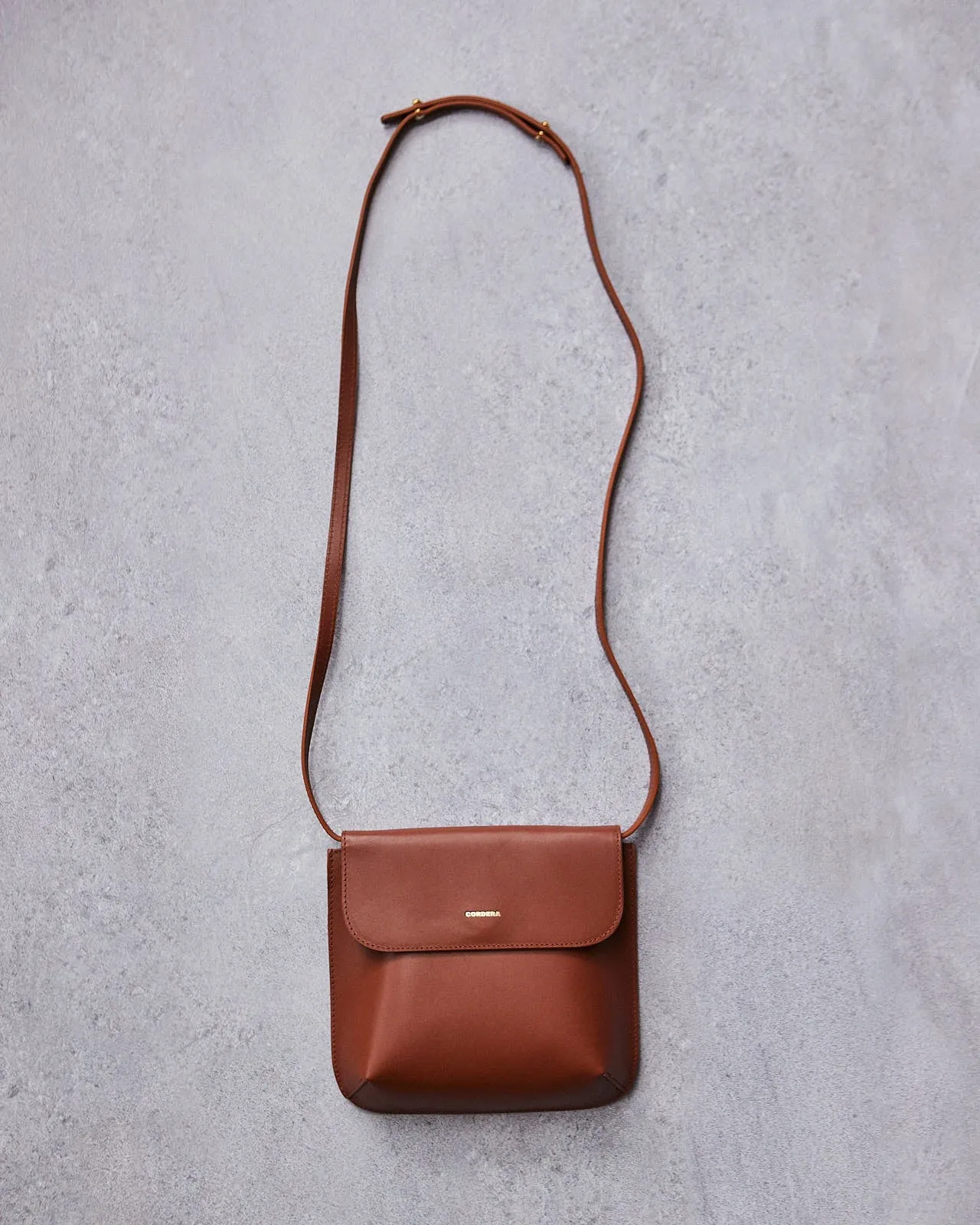 Cordera Leather Flap Bag, Camel