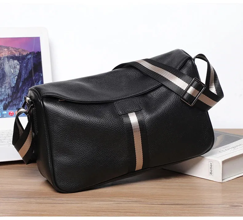 Cowhide Leather Flap Shoulder Bag.