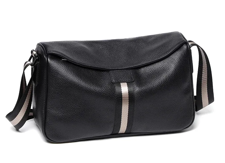 Cowhide Leather Flap Shoulder Bag.