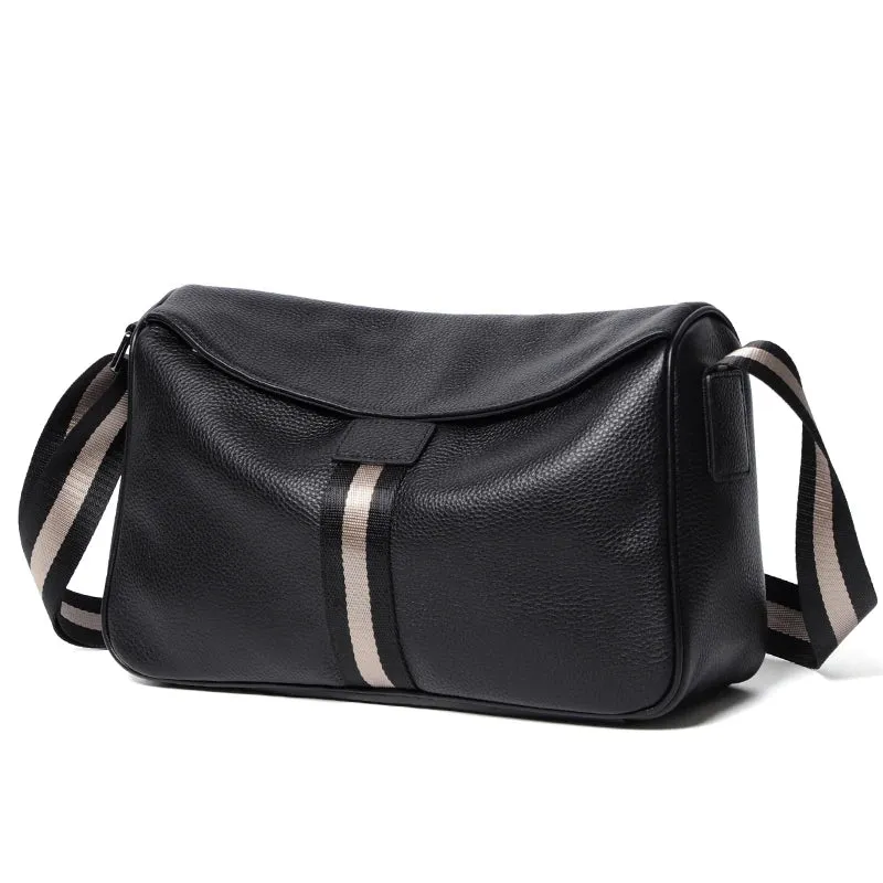 Cowhide Leather Flap Shoulder Bag.