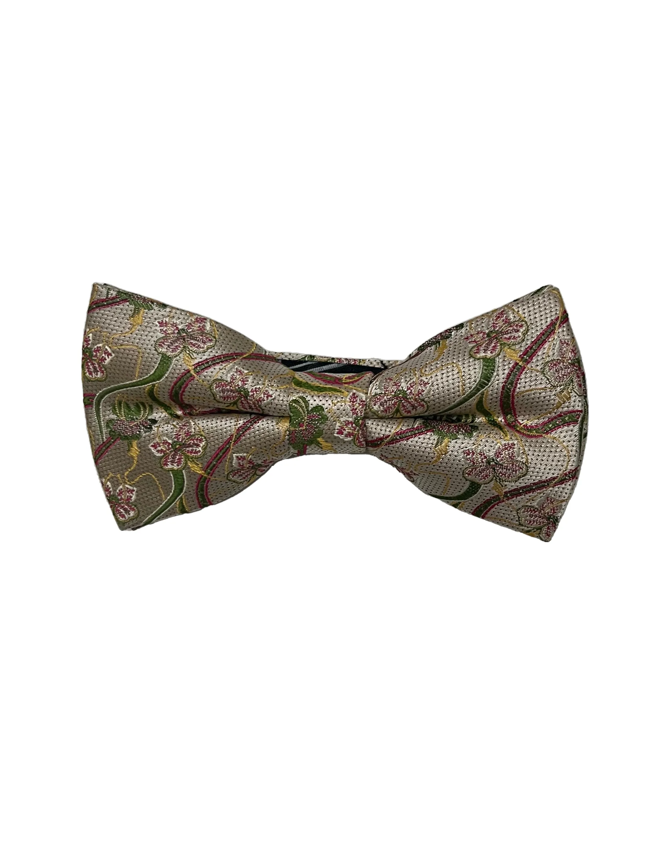 Cream Wavy Flower Bow Tie