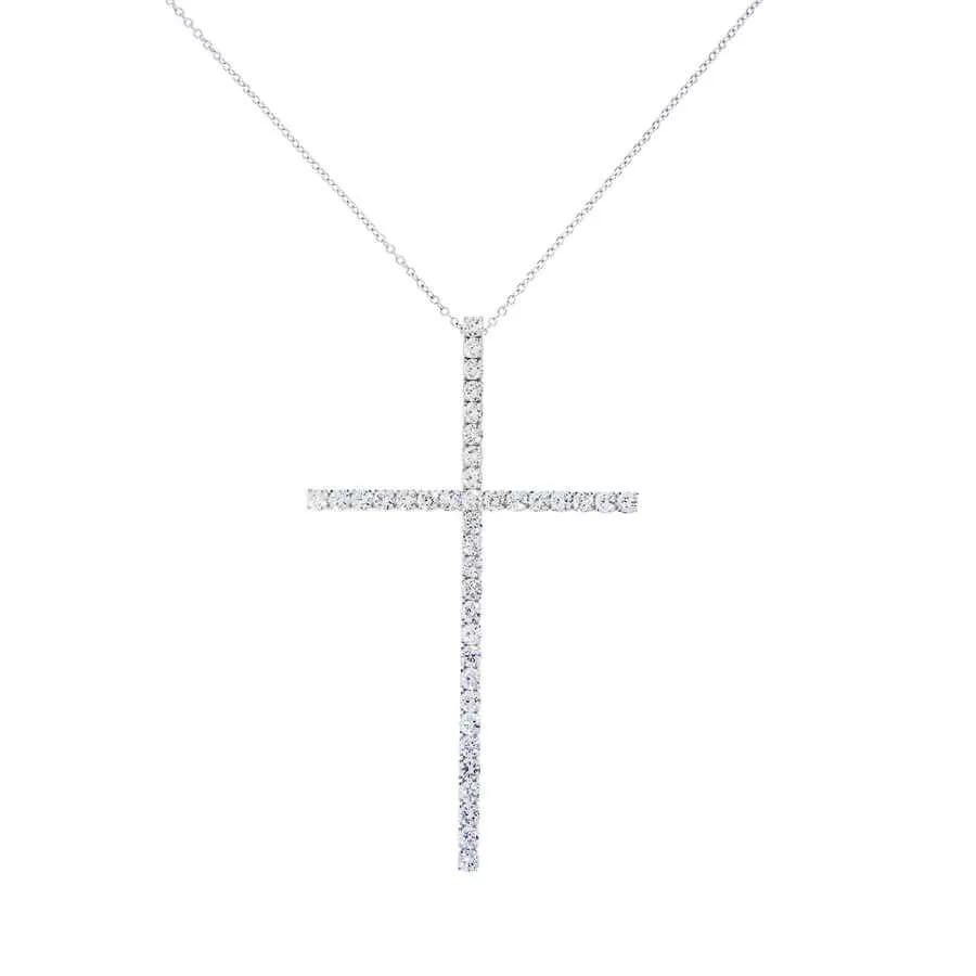 CROSS AND CHAIN - DIAMONDS - WHITE GOLD