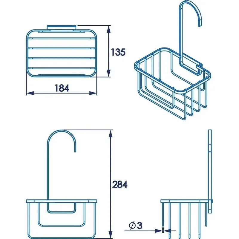 Croydex Shower Riser Rail And Caddy - Chrome