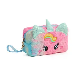 Cute Plush Unicorn Pencil Bag Aesthetic Pencil Cases Girl Kawaii Stationery Bag - Blue