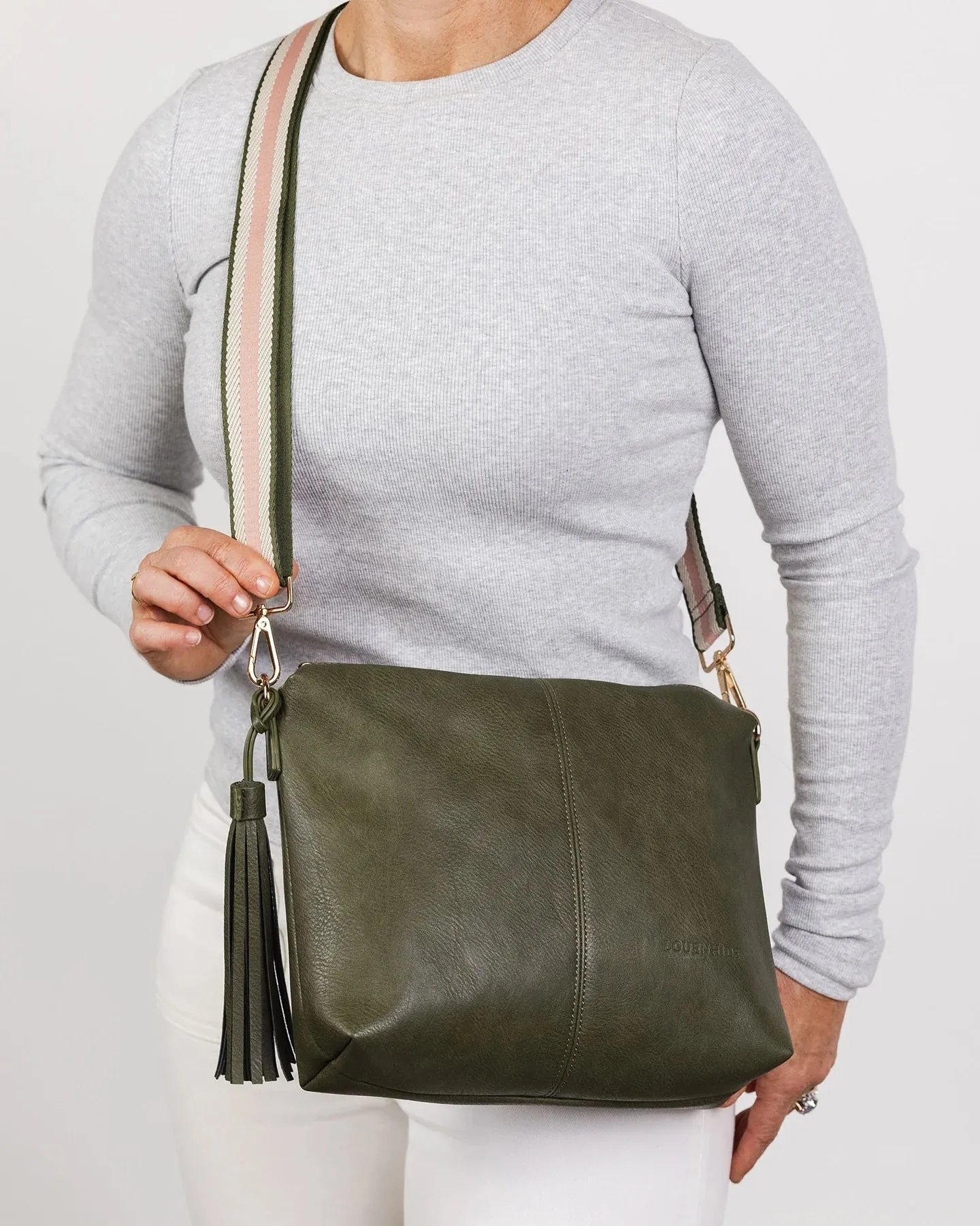 DAISY STRIPE CROSSBODY BAG KHAKI