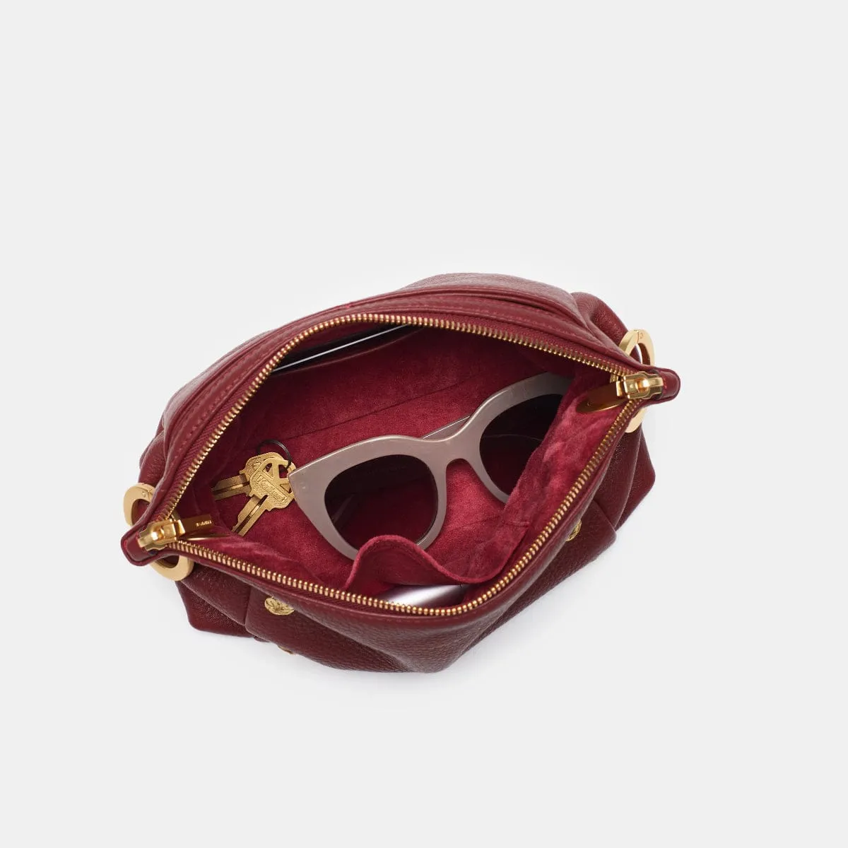 DANIEL CROSSBODY CLUTCH SML - Pomodoro Red/Brushed Gold Hammered