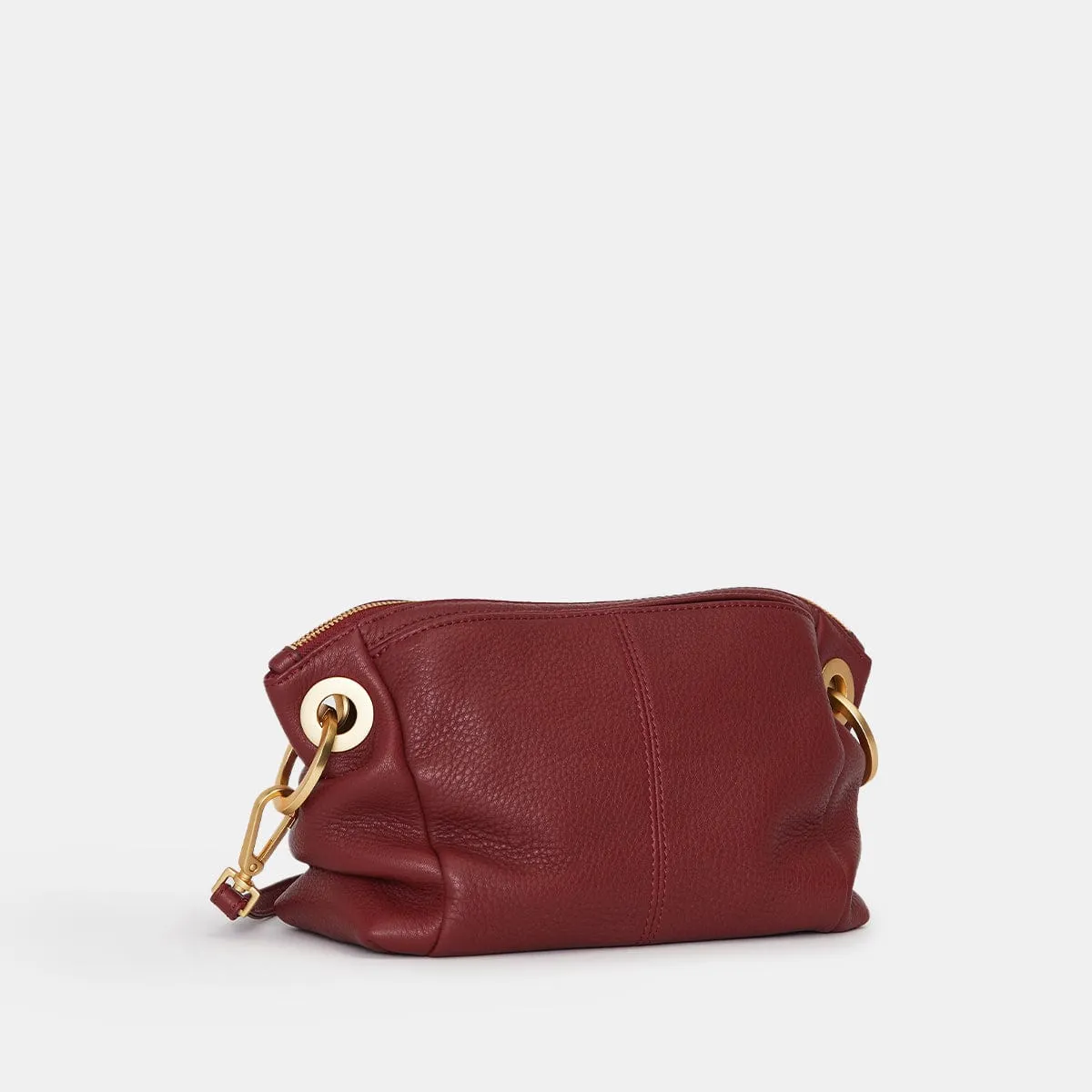 DANIEL CROSSBODY CLUTCH SML - Pomodoro Red/Brushed Gold Hammered