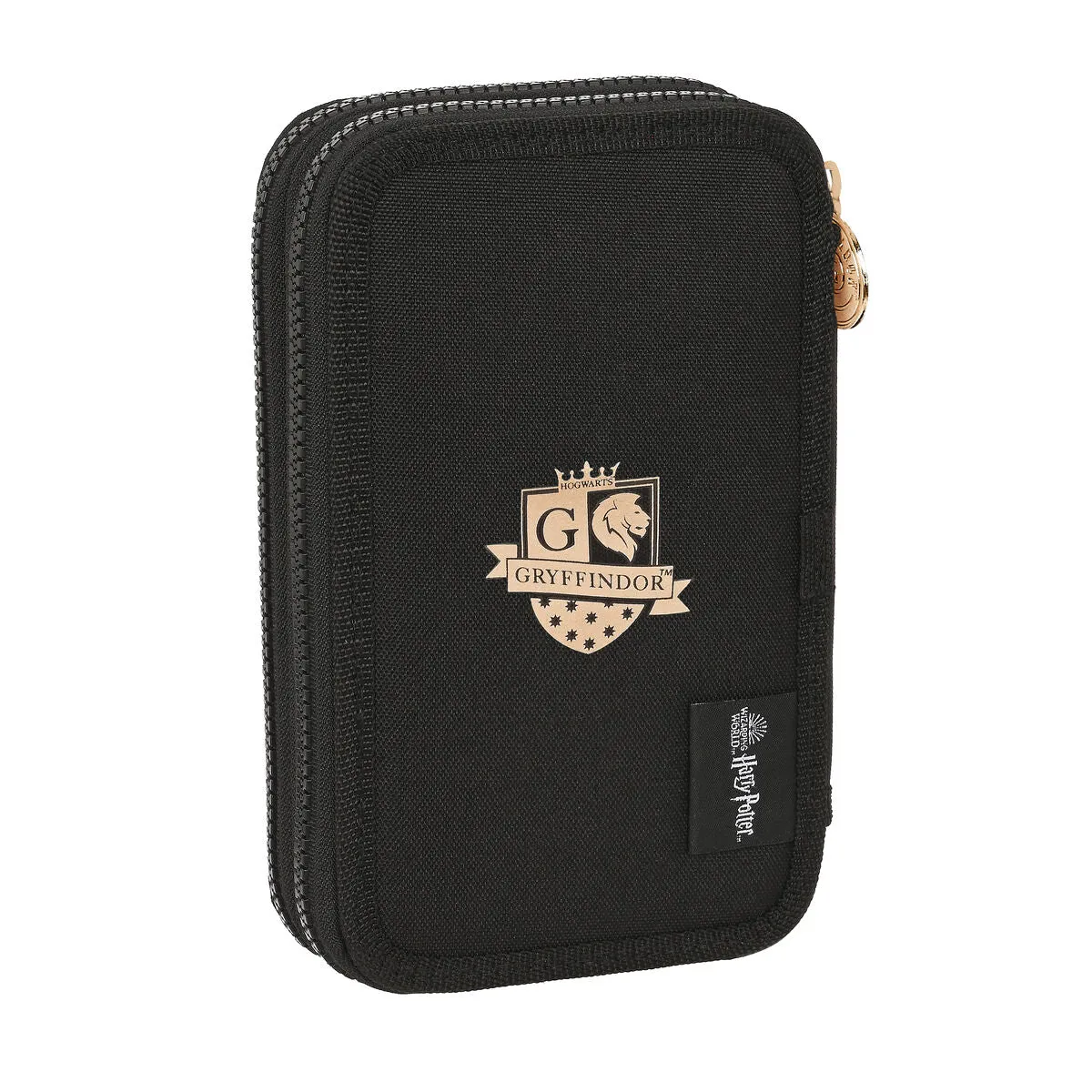 Double Pencil Case Harry Potter Bravery Black 12.5 x 19.5 x 4 cm (28 Pieces)