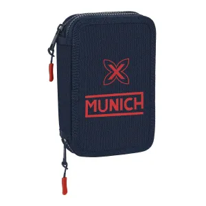 Double Pencil Case Munich Flash Navy Blue 12.5 x 19.5 x 4 cm (28 Pieces)