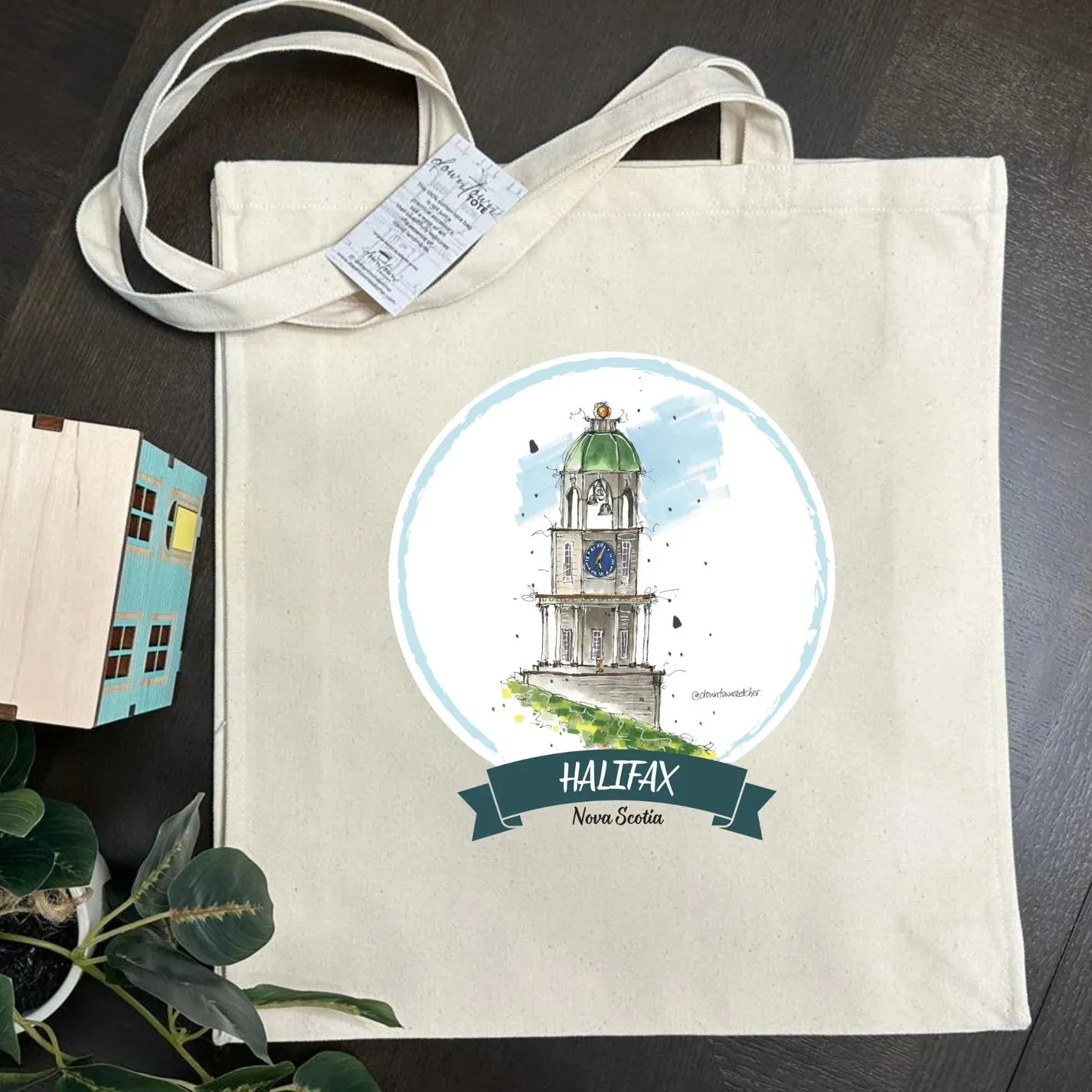 Downtown Sketcher Canvas Tote - Citadel Clock Tower Halifax