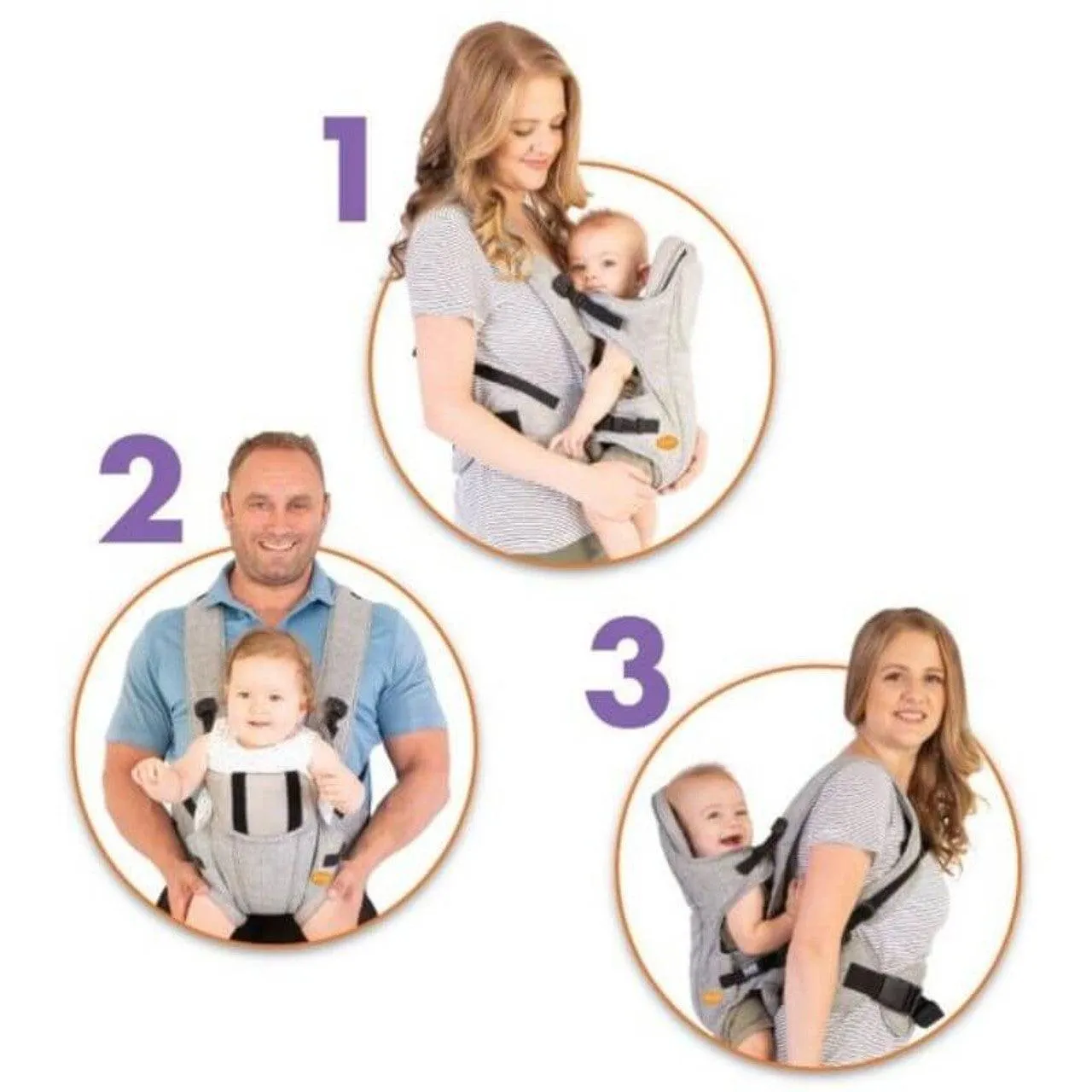 Dreambaby Oxford Ergonomic 3-In-1 Baby Carrier - Grey