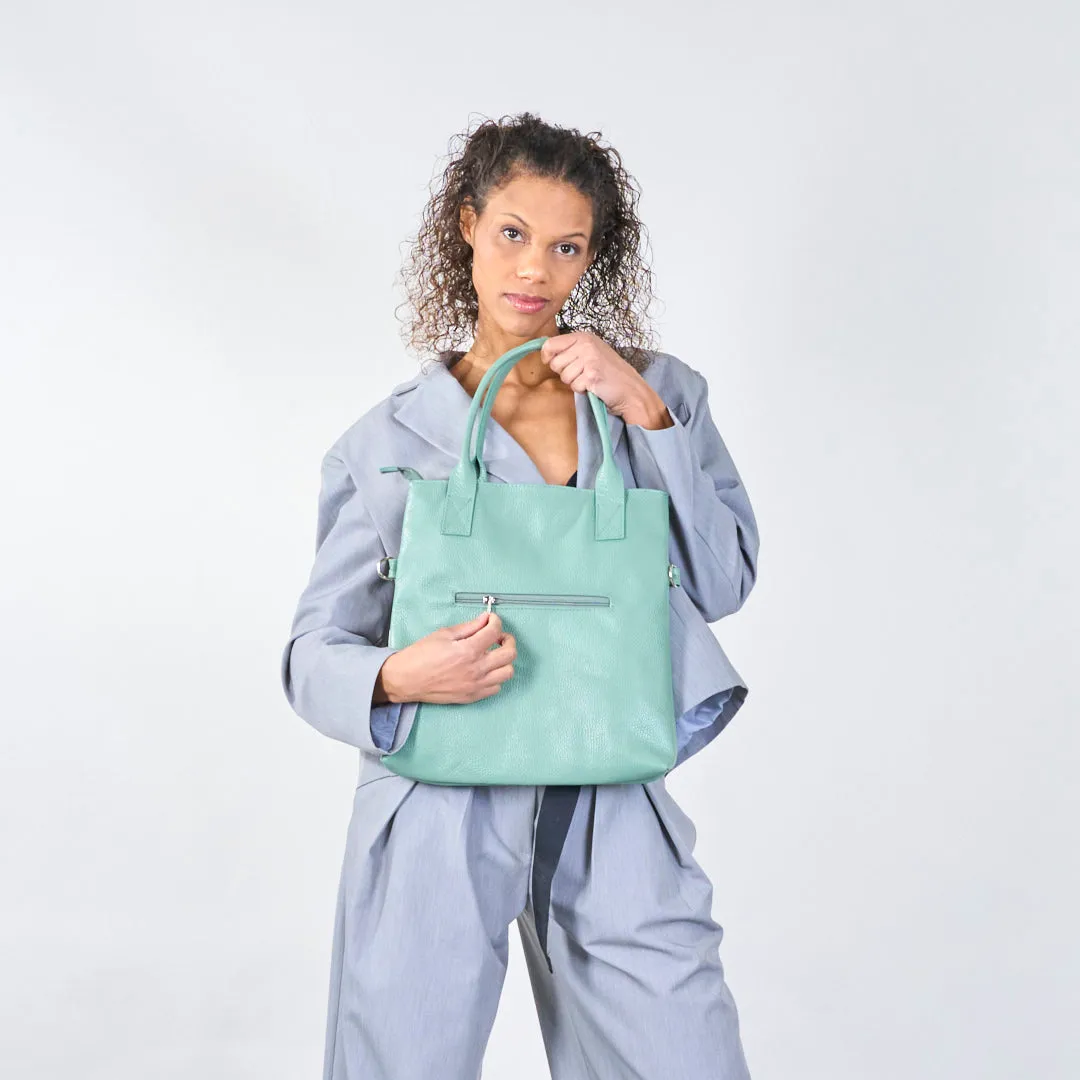 Dual pocket leather tote bag wholesale