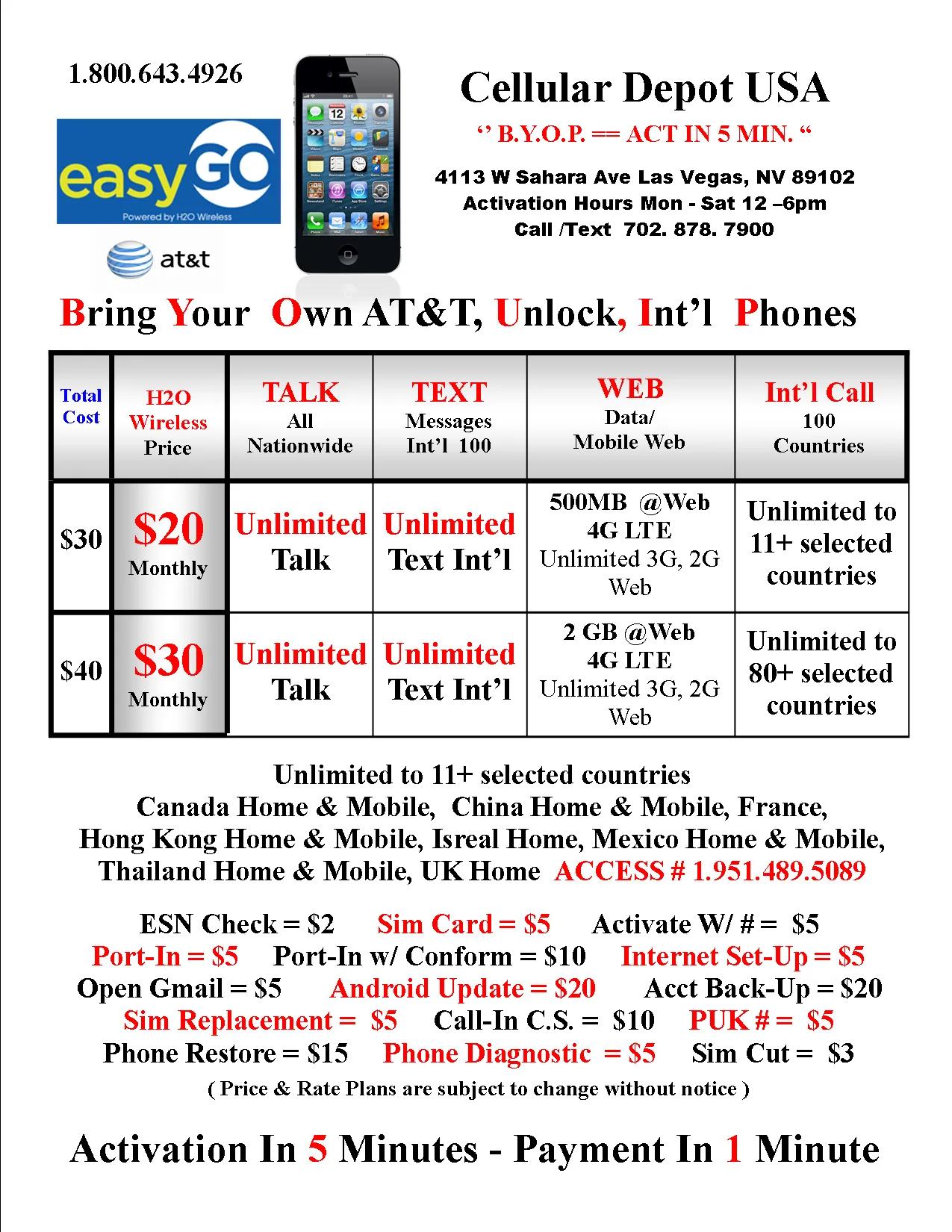 EasyGo Wireless Phone combo #1 = Samsung Note 9 128GB A-Stock Unlock   EasyGo  Sim Kit   1st Month Service   New Number