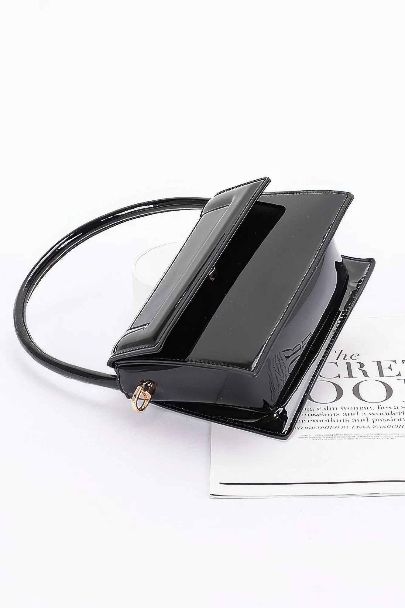 Enamel Top Handle Flap Bag