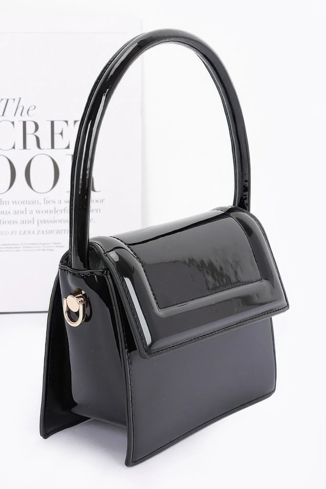 Enamel Top Handle Flap Bag