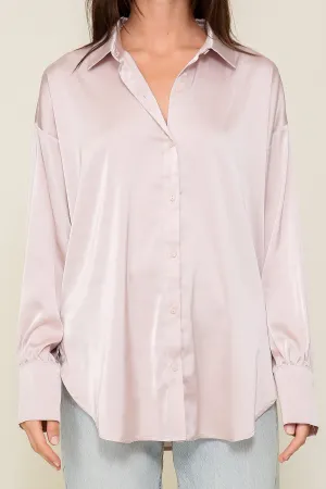 Enya Button Down Satin Oversized Top