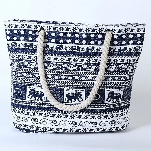 Fashion Canvas Casual Bags for Women Handbag Bags Elephant Flower Pattern