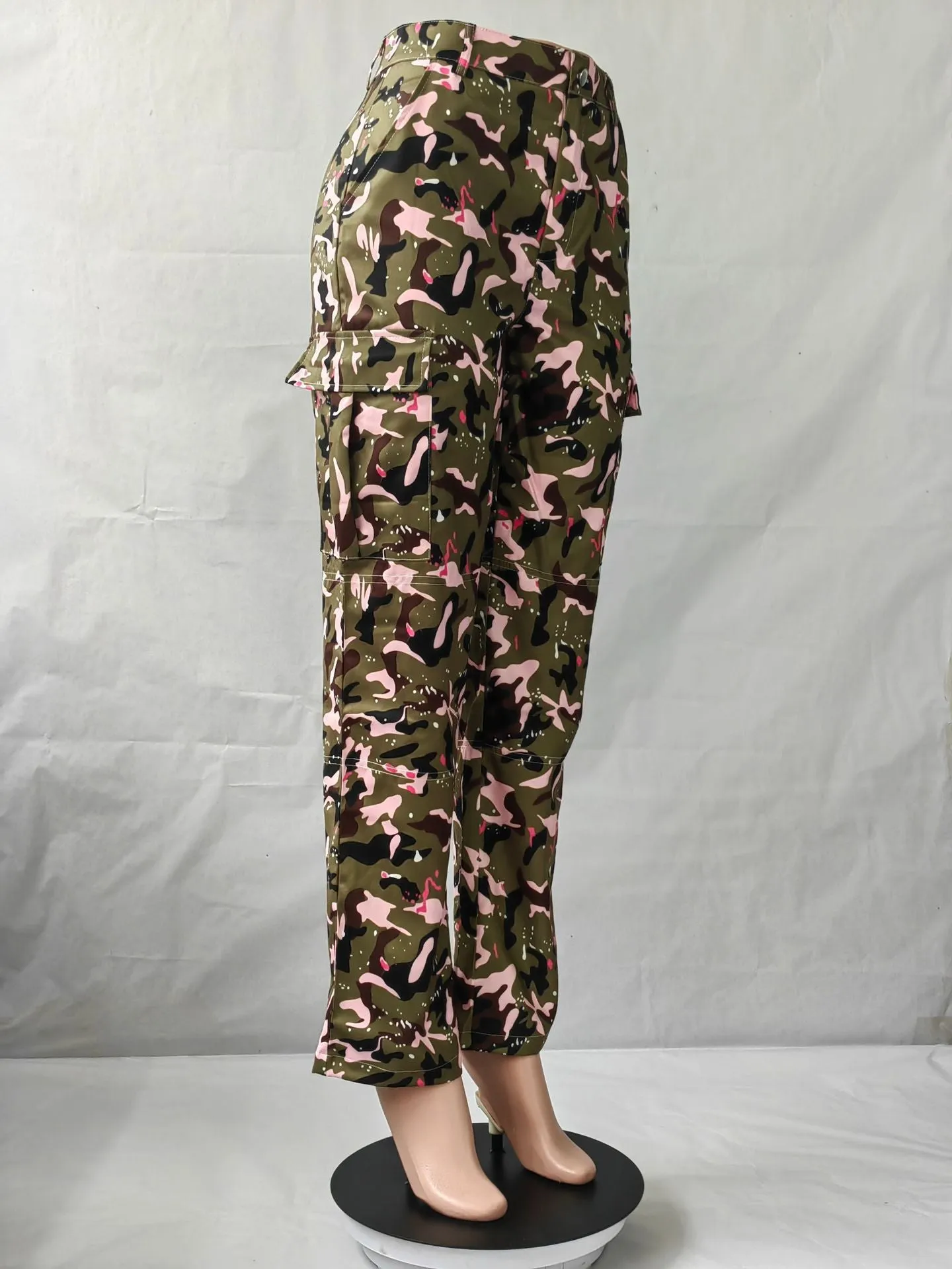 Fashion high waisted camouflage pocket pants AY3181