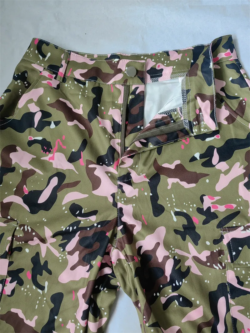 Fashion high waisted camouflage pocket pants AY3181