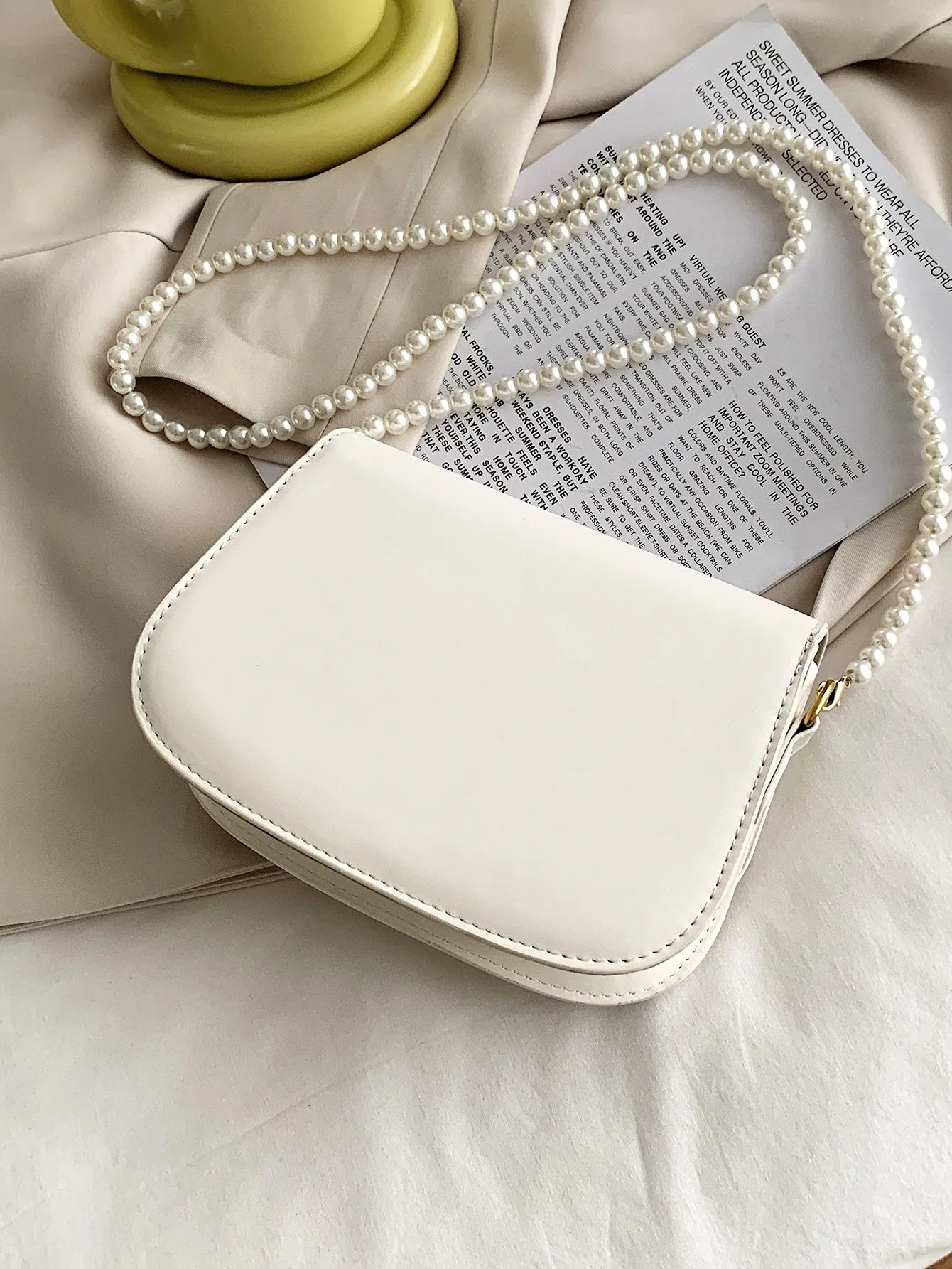 Faux Pearl Strap Crossbody Bag