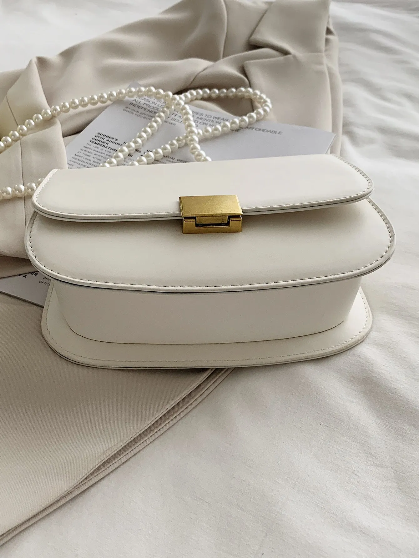 Faux Pearl Strap Crossbody Bag