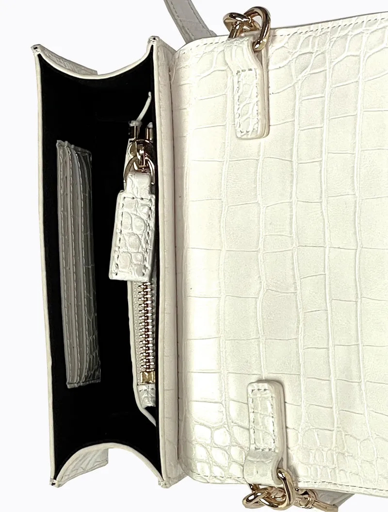 Felipe Flap Bag - Blanc Croc