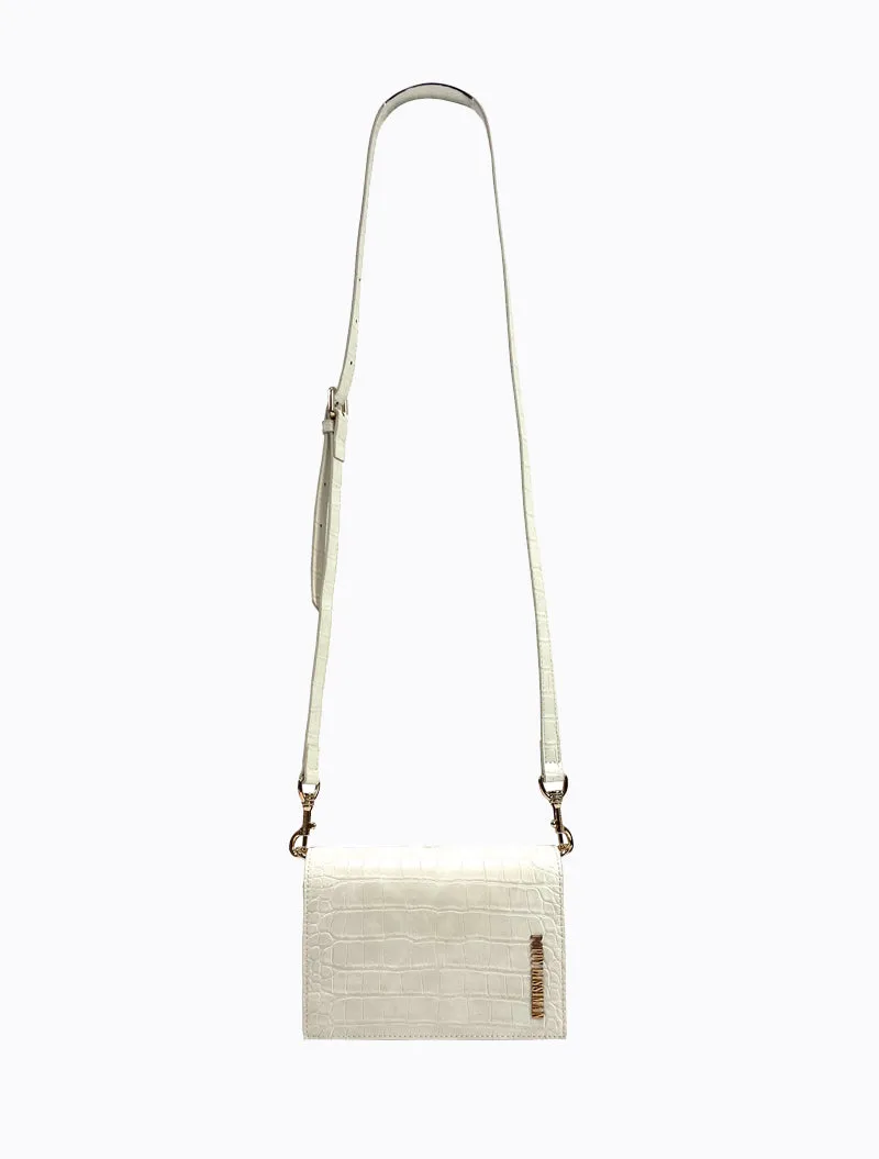 Felipe Flap Bag - Blanc Croc