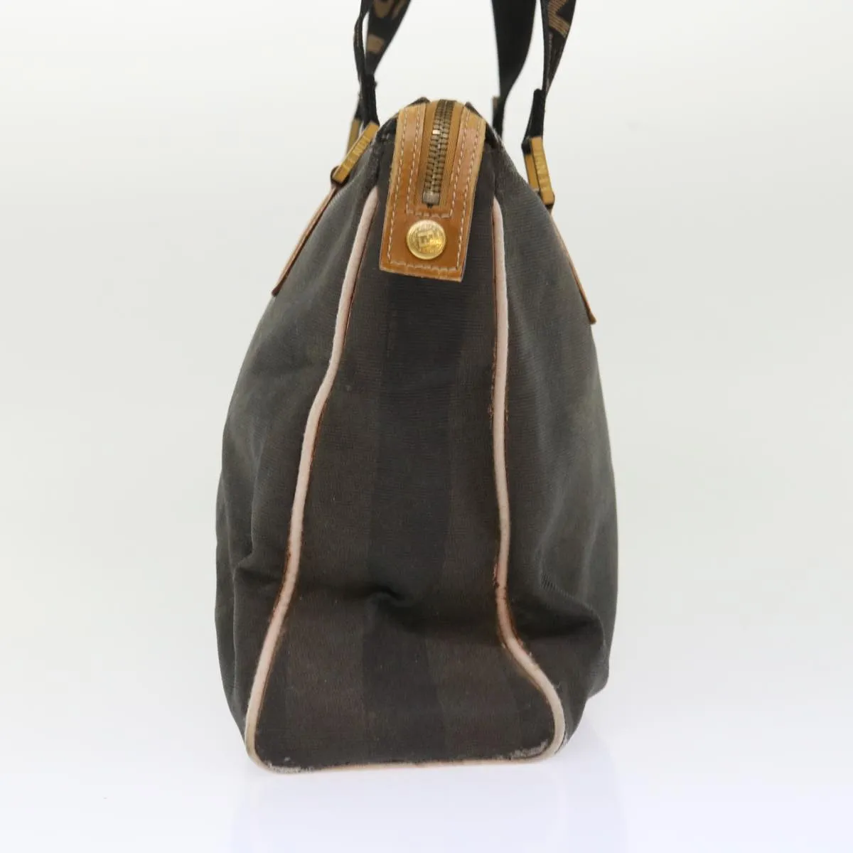 FENDI Pecan Canvas Shoulder Bag Black Brown  bs7192