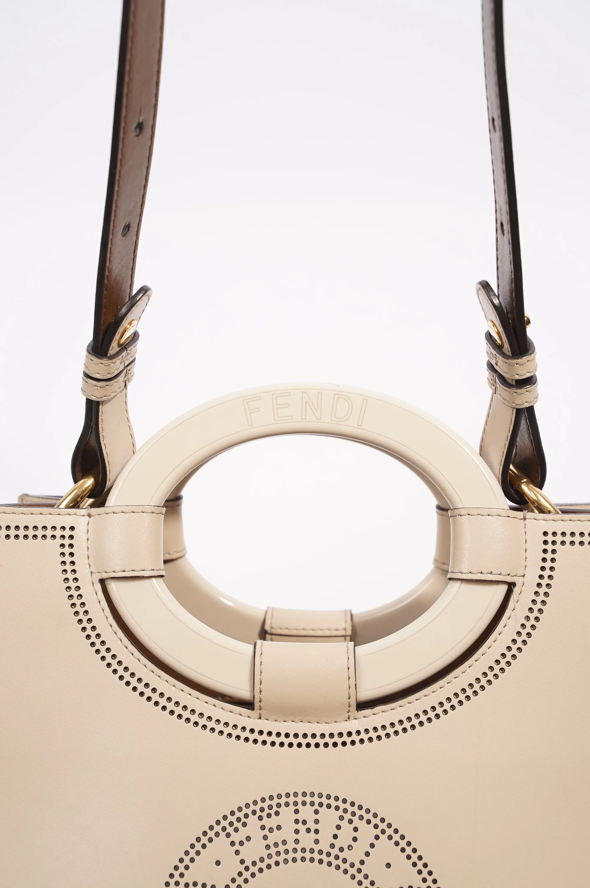 Fendi Runway Shopping Bag Cream Leather