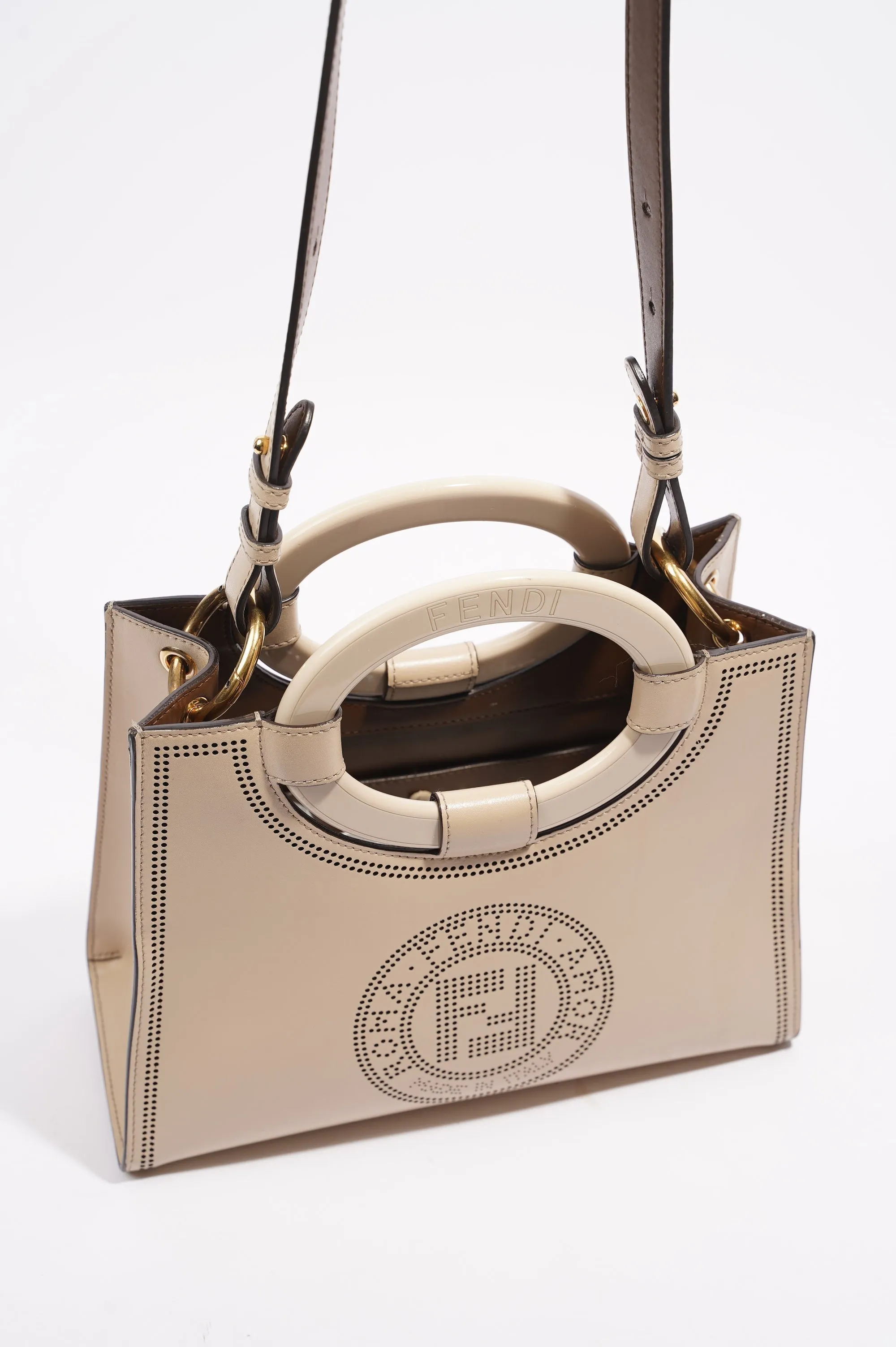 Fendi Runway Shopping Bag Cream Leather