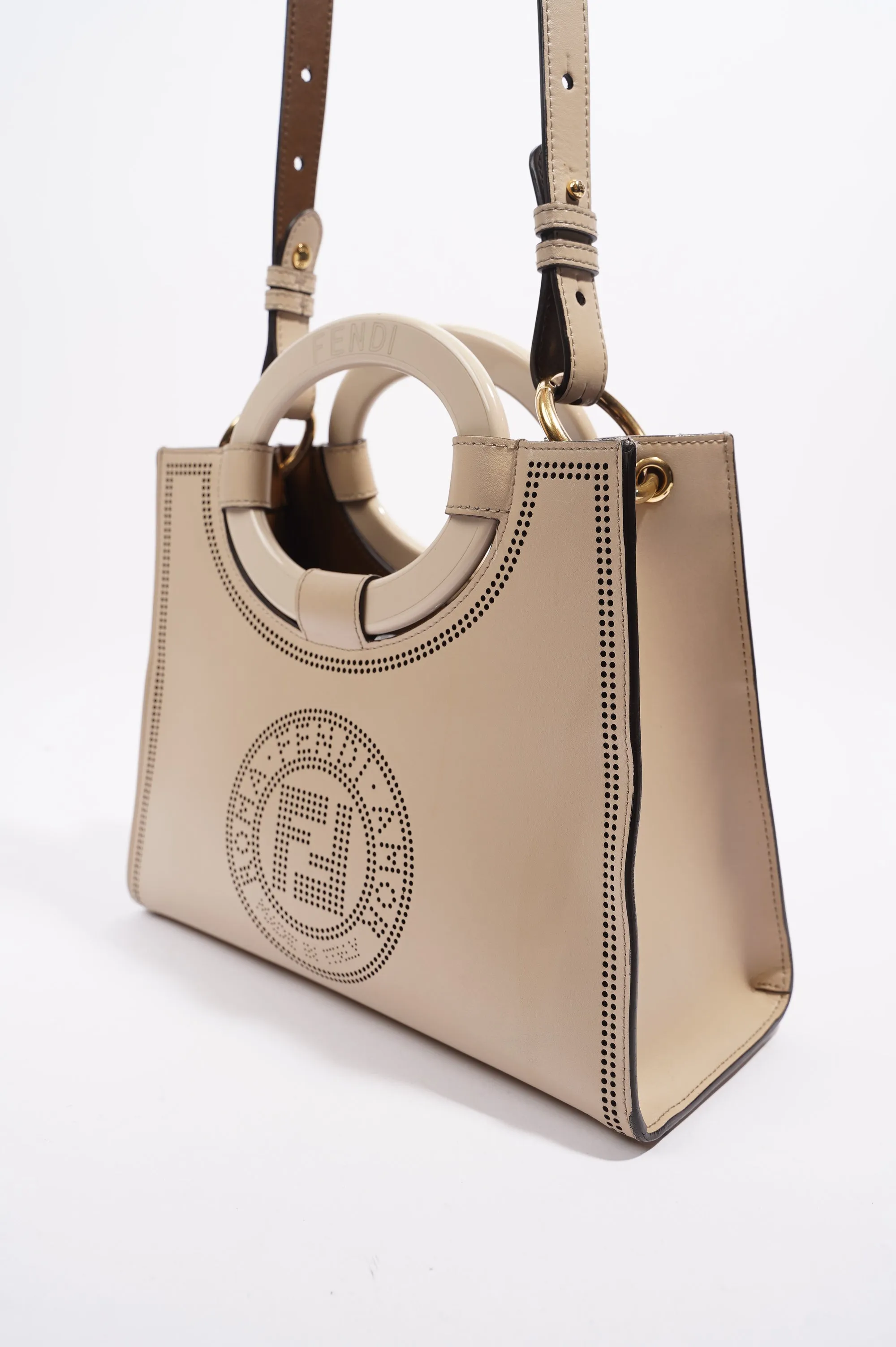 Fendi Runway Shopping Bag Cream Leather