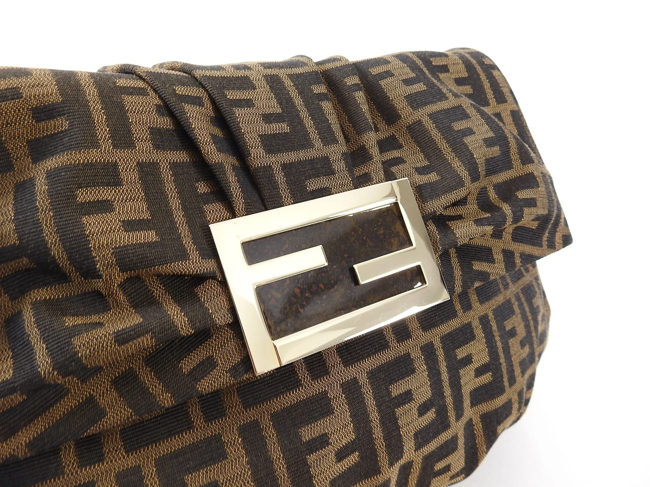 Fendi Zucca Monogram Logo Shoulder Bag with Braided Strap