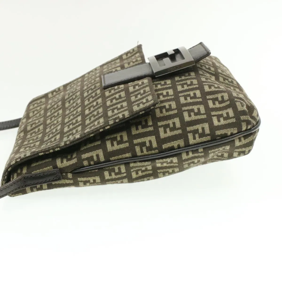 FENDI Zucchino Canvas Mamma Baguette Crossbody Bag