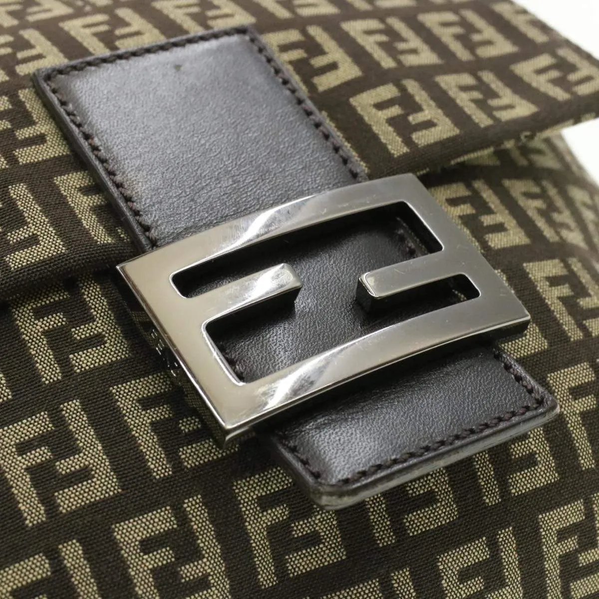 FENDI Zucchino Canvas Mamma Baguette Crossbody Bag