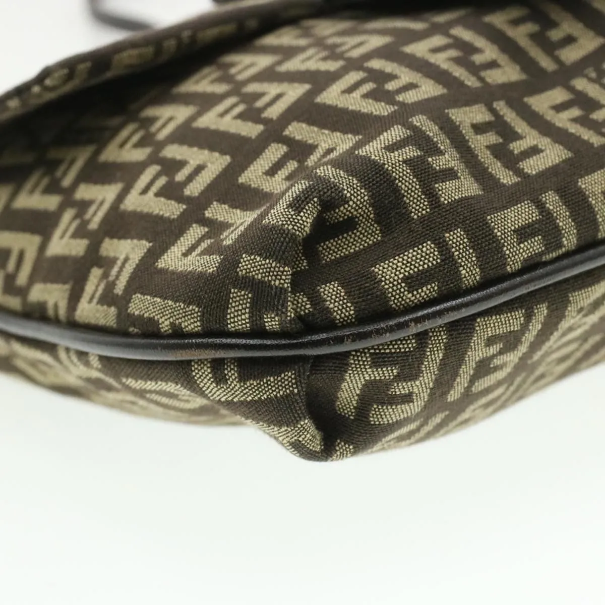 FENDI Zucchino Canvas Mamma Baguette Crossbody Bag