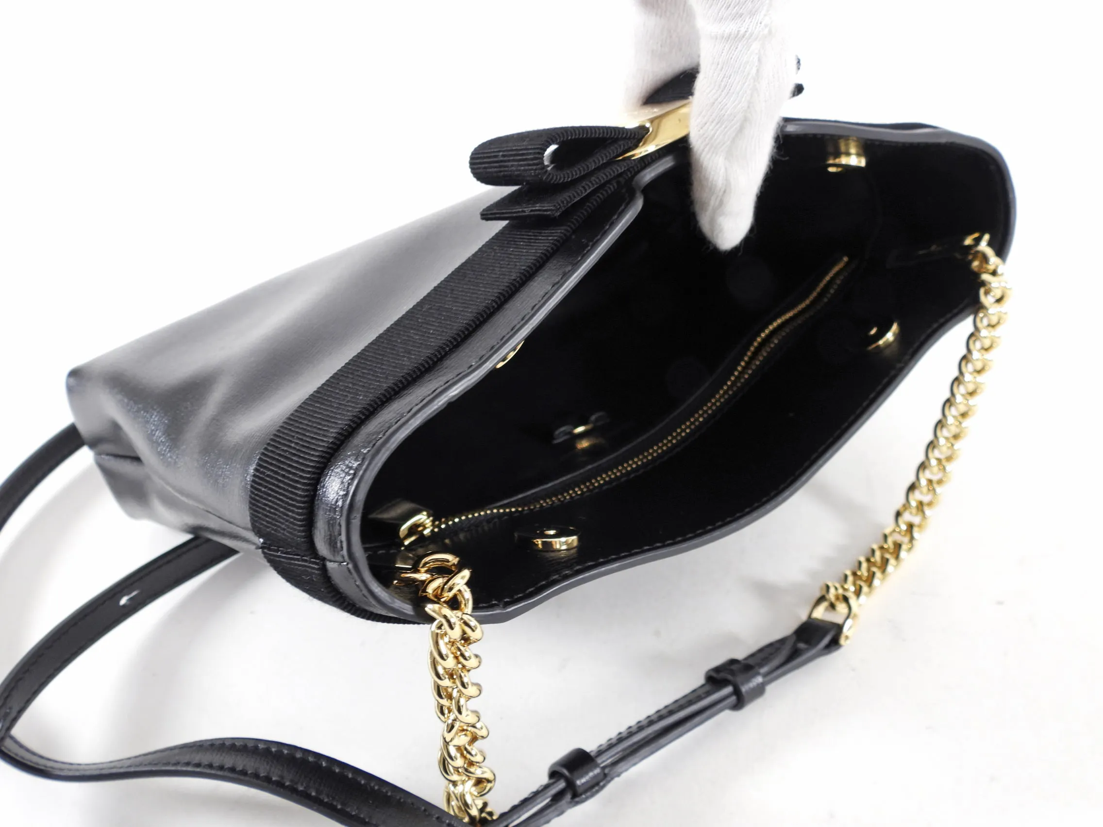 Ferragamo Black Leather Vera Crossbody Bag