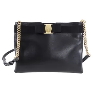 Ferragamo Black Leather Vera Crossbody Bag