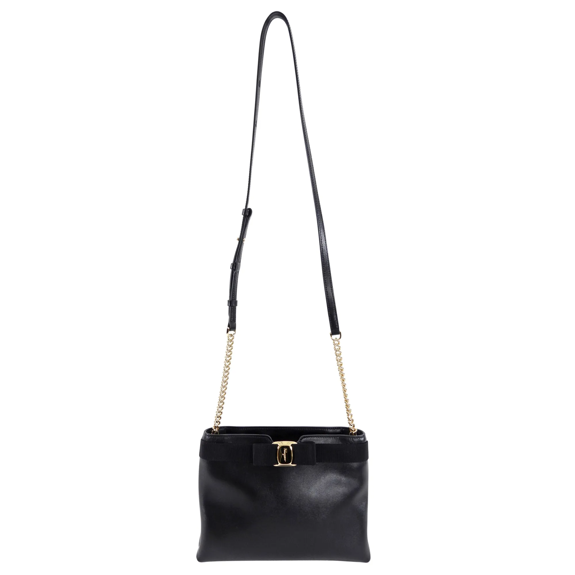 Ferragamo Black Leather Vera Crossbody Bag